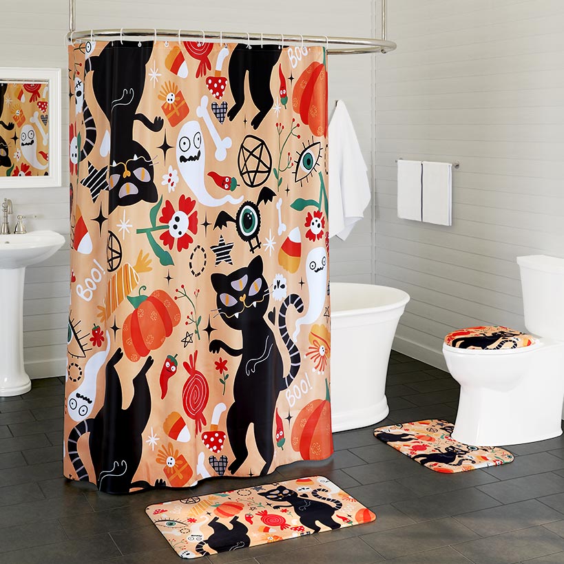 Dancing Cats Halloween Bath Set 16-Pc. Memory Foam