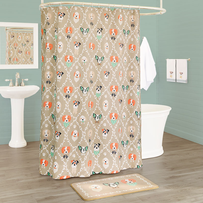 I Woof You Shower Curtain with Buttonholes
