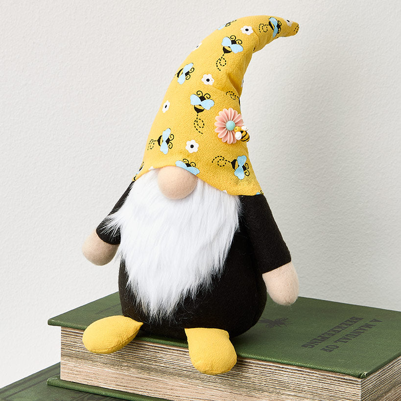 Whimsical Plush Bee Gnome with Buzzing Bees