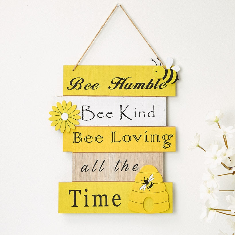 Rustic Bee Wall Sign With Uplifting Messages