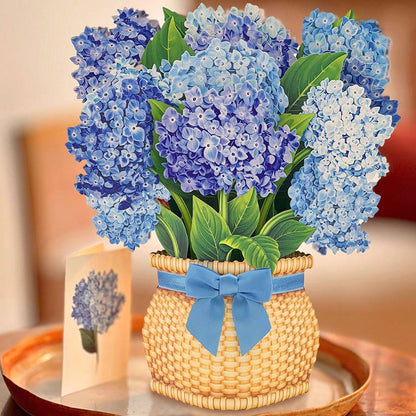 Nantucket Hydrangeas Pop-Up Flower Bouquet Card