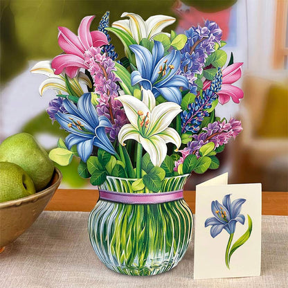 Lilies & Lupines Pop-Up Flower Bouquet Card