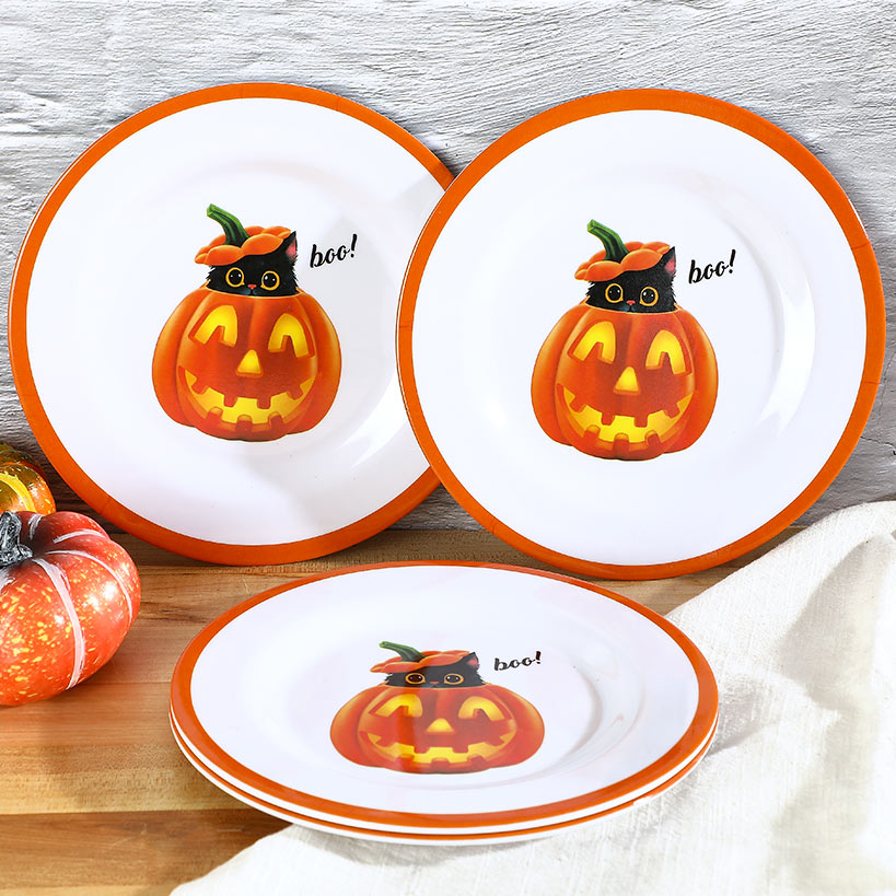 Purr-fectly Festive Halloween Dessert Plate Set