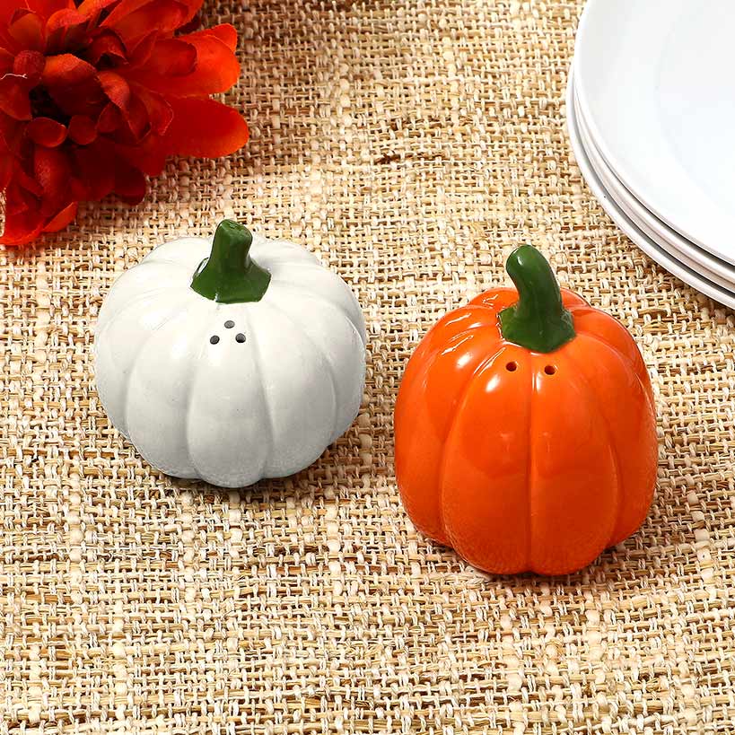 Pastel Fall Sentiments Pumpkin Salt and Pepper Shakers