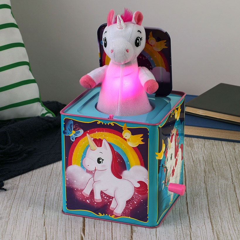 Schylling Unicorn Jack-In-The Box Pop and Glow