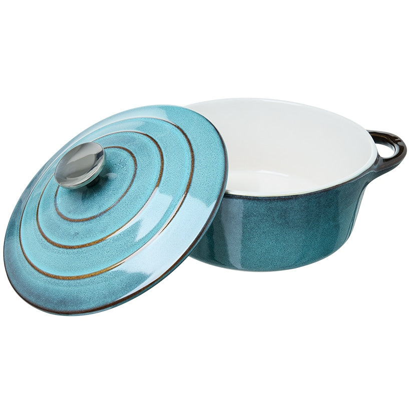 Chef's Counter Round Covered Casserole Dish - Reactive Glaze Ceramic