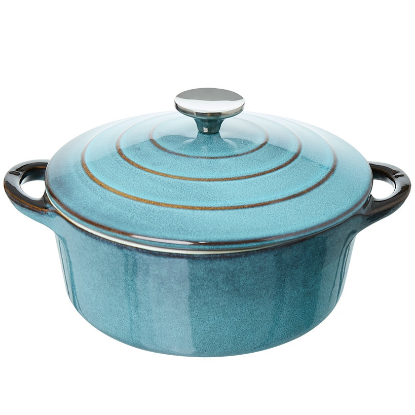 Chef's Counter Round Covered Casserole Dish - Reactive Glaze Ceramic
