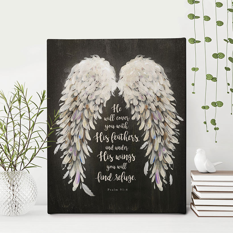 Religious He Will Cover You With His Feathers Canvas#select-canvas_11x14-charcoal