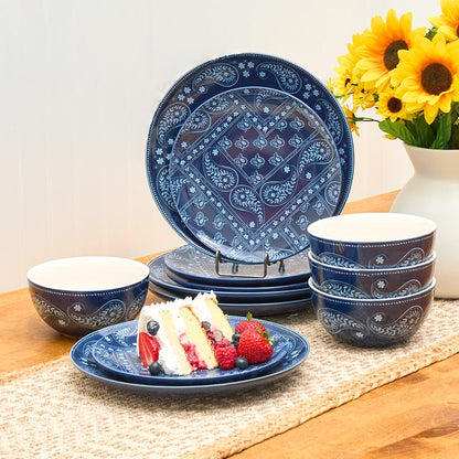 Dolly Parton Stoneware Everyday Paisley 12-Pc Dinnerware Set