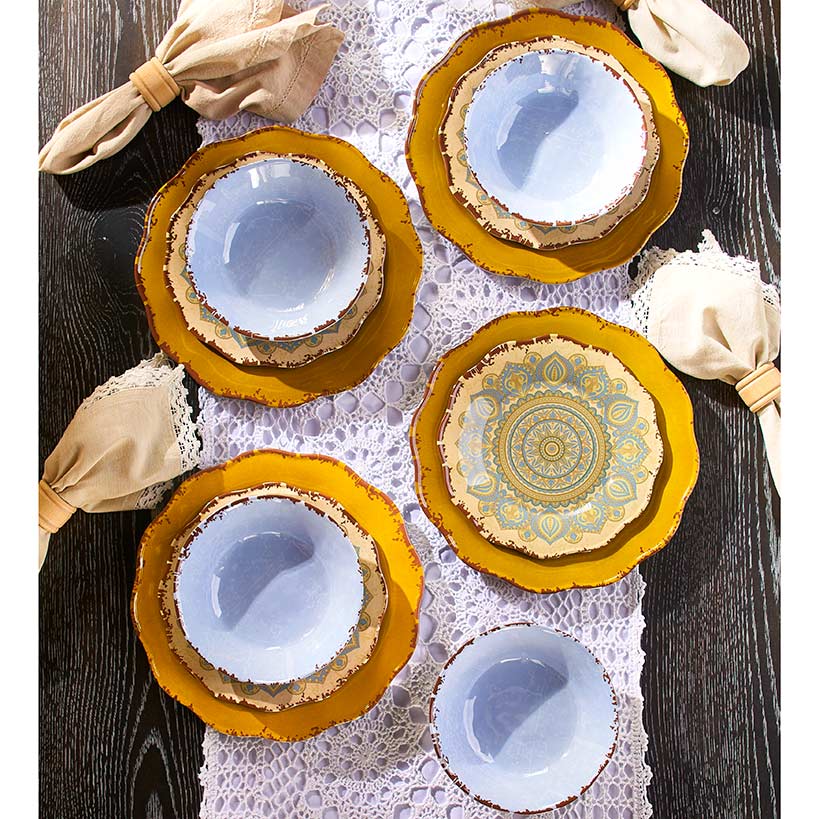 Mandala Melamine 12-Pc. Dinnerware Set