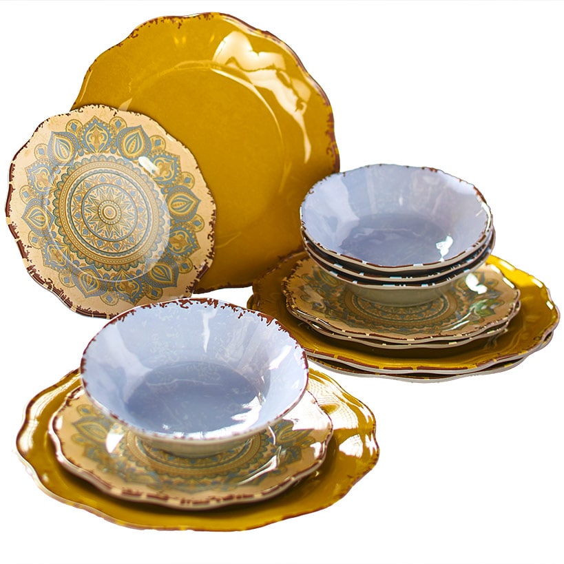 Mandala Melamine 12-Pc. Dinnerware Set