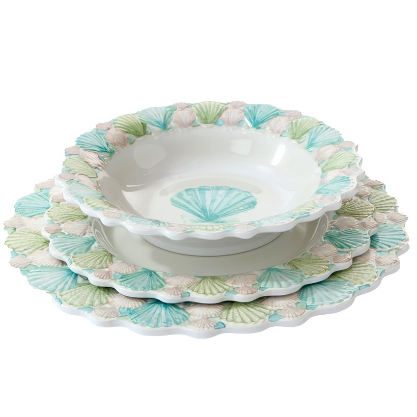 Stylish Seashells Melamine Dinnerware Set - 12-Pc.