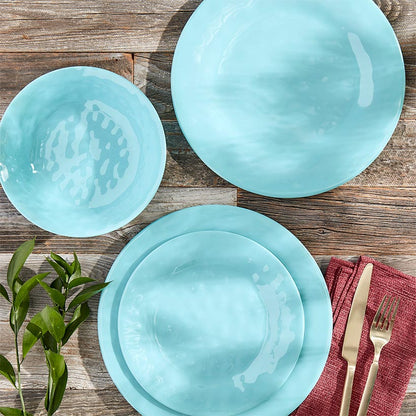 Melamine Dinnerware Service for 4 Set Vibrant Colors 12pc Set