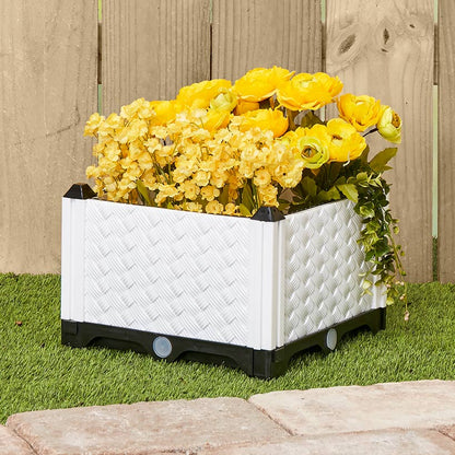 white plastic planter 12 inch Lakeside Planter Garden Plastic 12 Inch Raised Self Watering