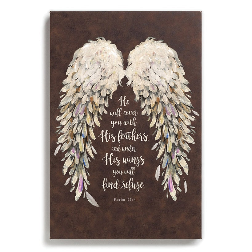 Religious He Will Cover You With His Feathers Canvas#select-canvas_12x18-brown