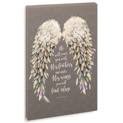 Religious He Will Cover You With His Feathers Canvas