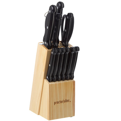 Kitchen Cutlery Set with Wood Block Holder - 13-Pc.