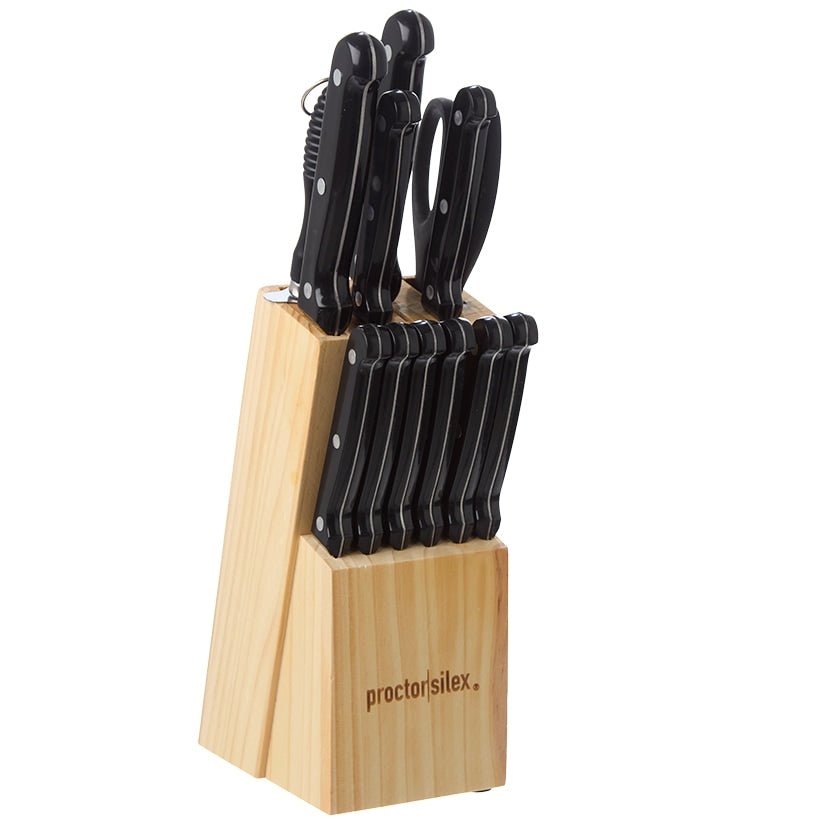 Kitchen Cutlery Set with Wood Block Holder - 13-Pc.