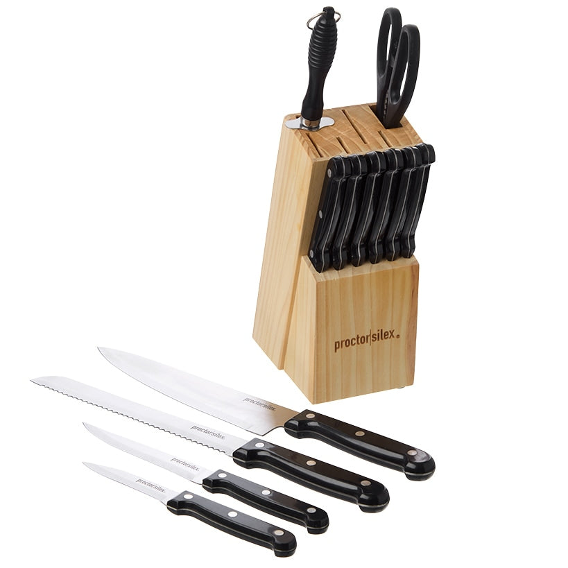 Kitchen Cutlery Set with Wood Block Holder - 13-Pc.
