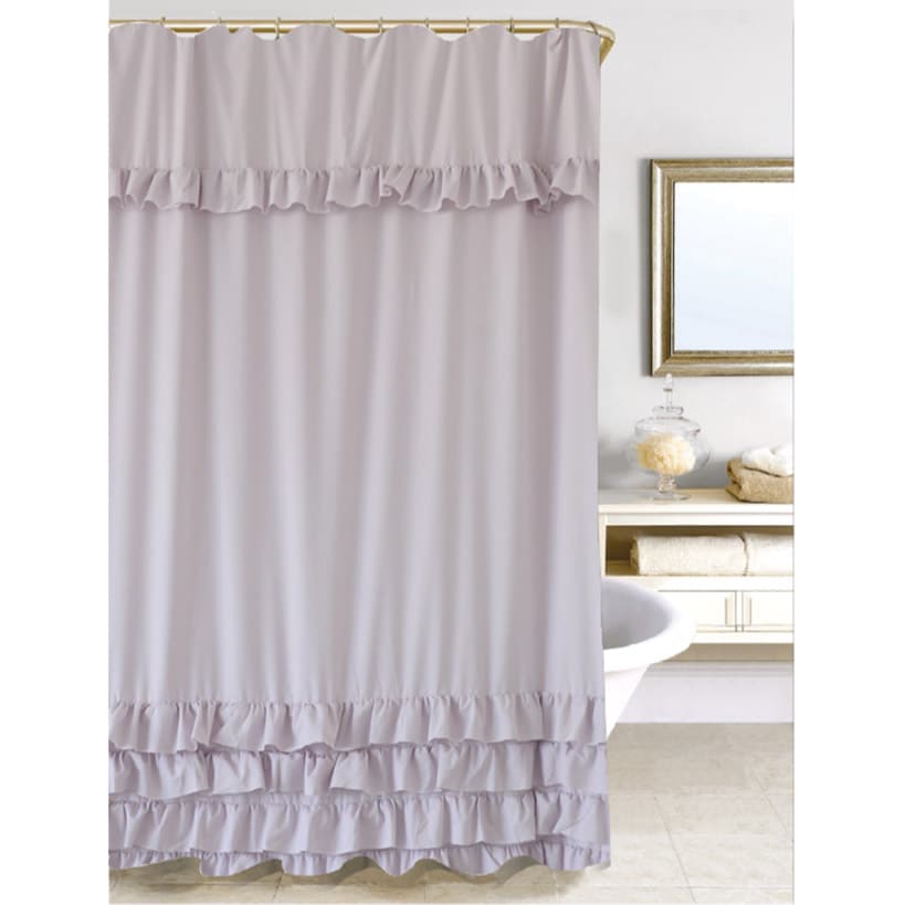 Homewear Four-Tier Ruffle Shower Curtain with Hooks