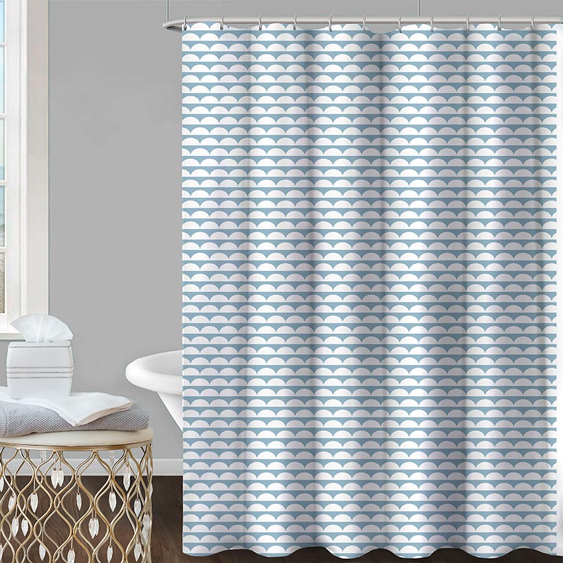 Homewear Scalloped Shower Curtain Set with Hooks