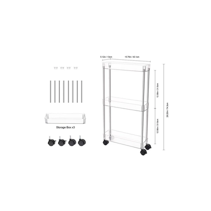 Chrome Clear Acrylic 3 Tier Cart