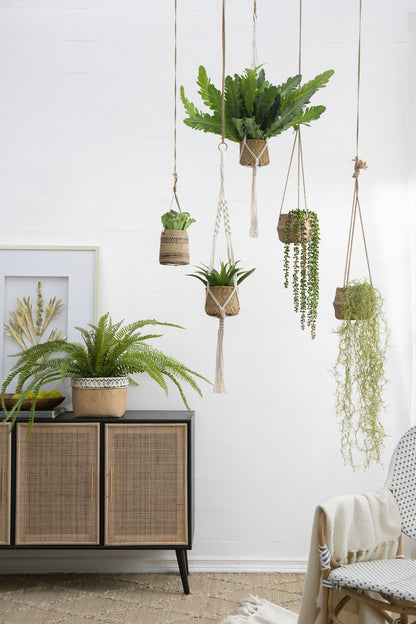Set of 2, 5x5x4.5" Hanging Planter With Cotton Hanger, Bohemian Style - image 20