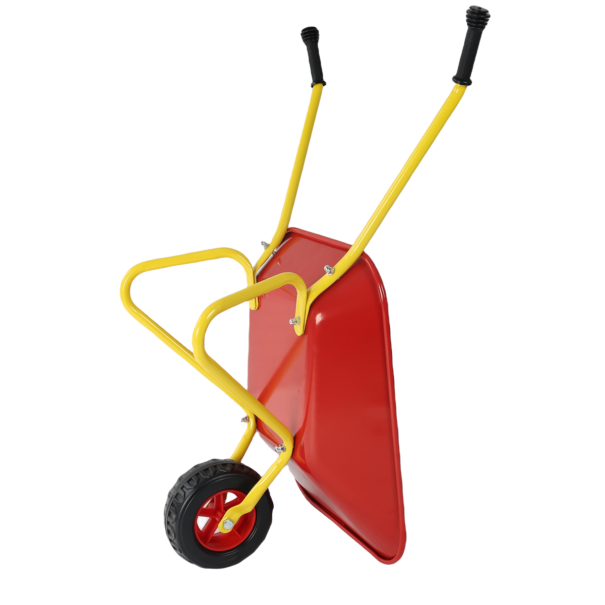 Children's metal wheelbarrow, Maximum load capacity: 33LBS,children's heavy wheelbarrow, metal structure wheelbarrow, steel tray, can be used in gardens, loading leaves, soil, sand, etc. (red) - image 13
