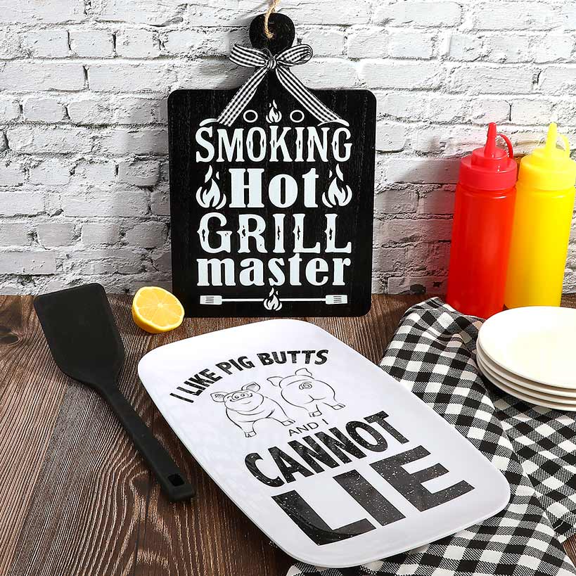 Hilarious Pig Butts Serving Platter with Pig Icon