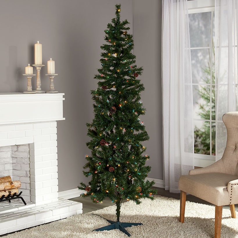 Prelit Slim Christmas Tree - 7 Ft#select-tree_green-with-multi-lights