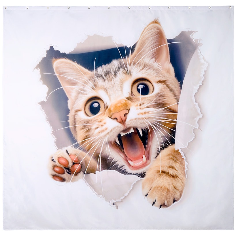 Cat Memory Foam Bath Rugs and Shower Curtain 16 Pc Set