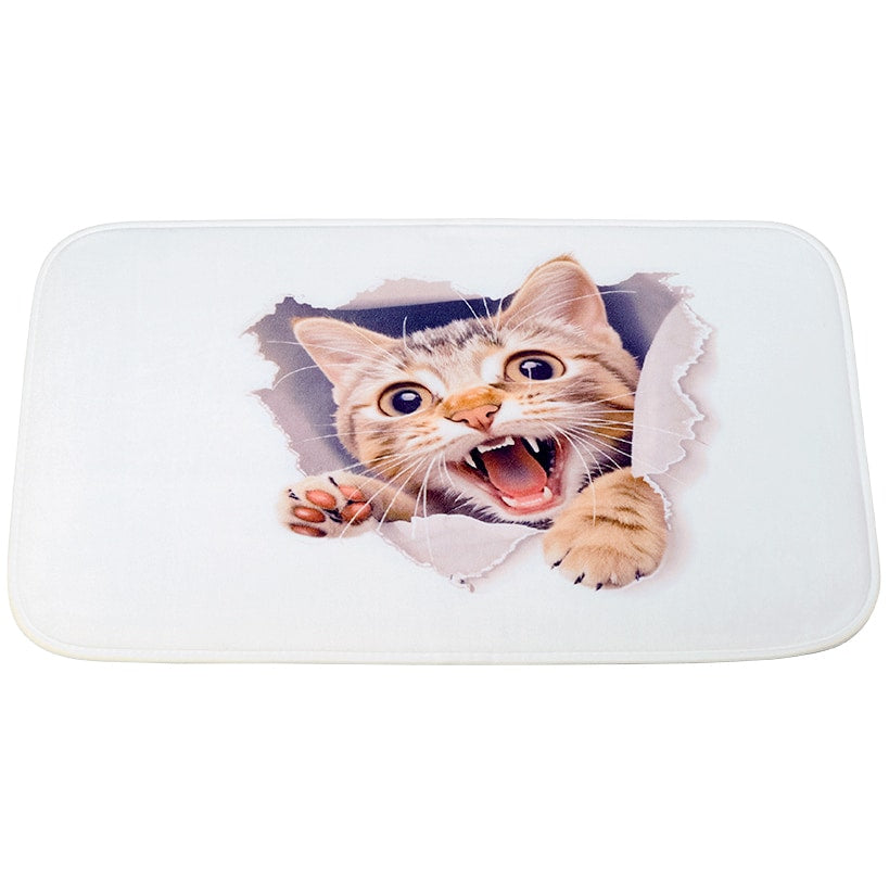Cat Memory Foam Bath Rugs and Shower Curtain 16 Pc Set