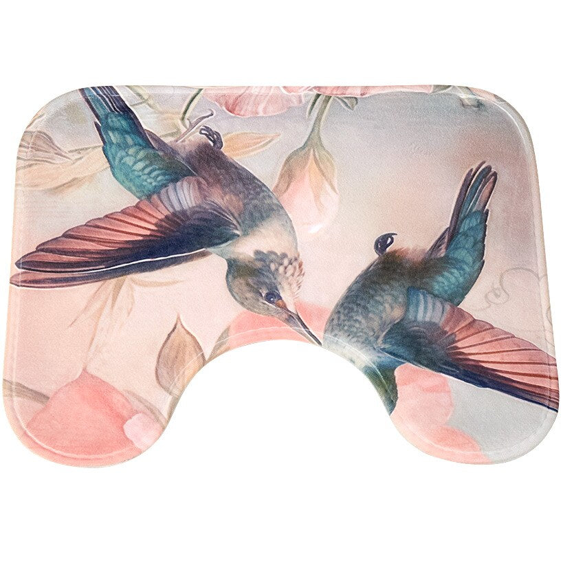 Hummingbird Memory Foam Bath Rugs and Shower Curtain 16-Pc. Set