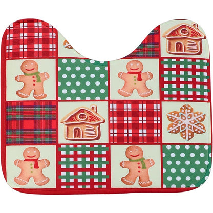 Memory Foam Bath Rugs and Shower Curtain Complete 16-Pc Set Gingerbread