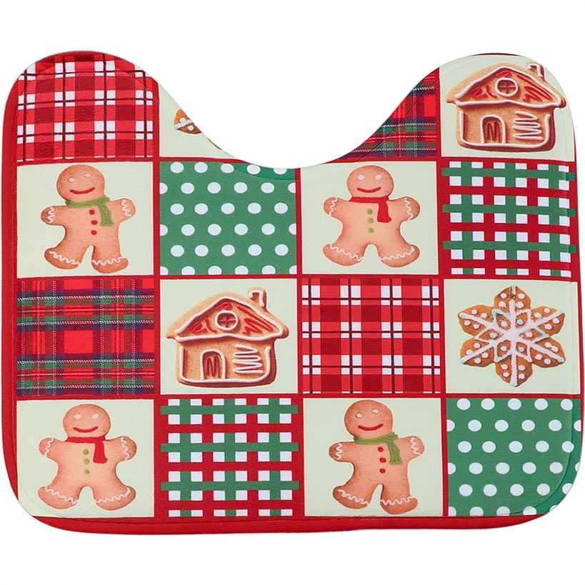 Memory Foam Bath Rugs and Shower Curtain Complete 16-Pc Set Gingerbread