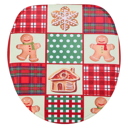 Memory Foam Bath Rugs and Shower Curtain Complete 16-Pc Set Gingerbread