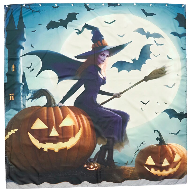Memory Foam Bath Rugs and Shower Curtain Complete 16-Pc Set Halloween#select-set_witch