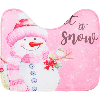 Memory Foam Bath Rugs & Shower Curtain Complete 16-Pc Set Let It Snow
