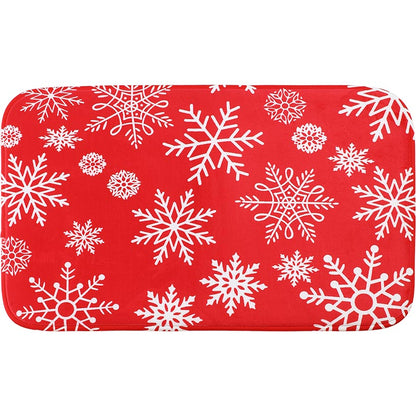 Memory Foam Bath Rugs & Shower Curtain Complete 16-Pc Set Red Snowflake