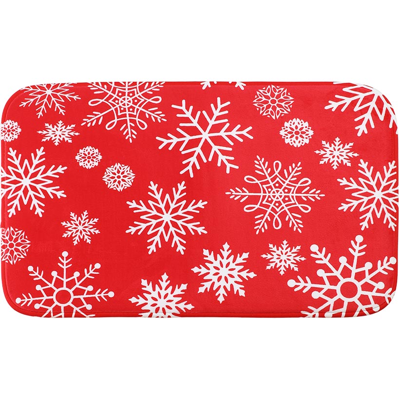 Memory Foam Bath Rugs & Shower Curtain Complete 16-Pc Set Red Snowflake