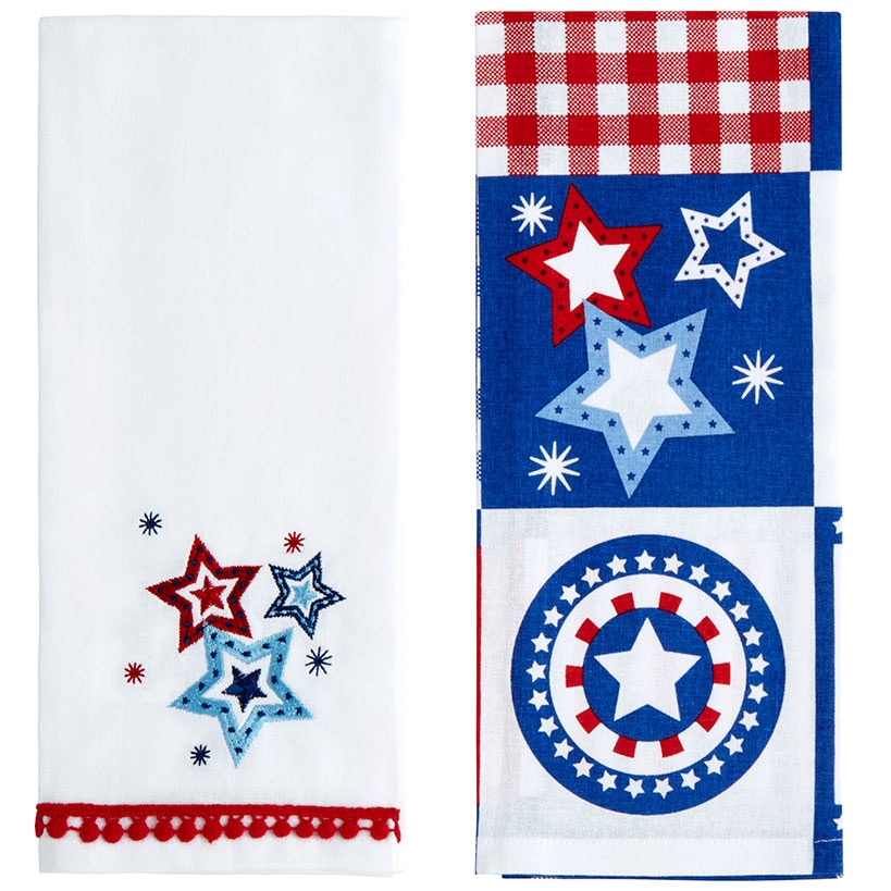 Americana Embroidered Kitchen Towels, Set of 2