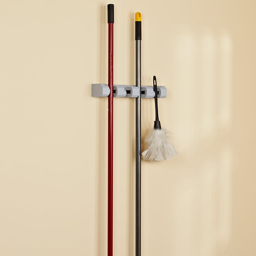 Mop & Broom Wall Mounted Storage Organizer Rack - 4 Slots