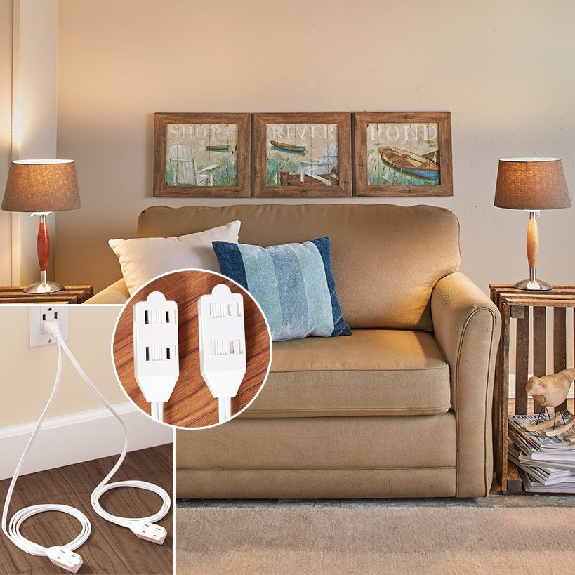 Split Extension Cord Power Strip - 6 Polorized Outlets and 2 Cords