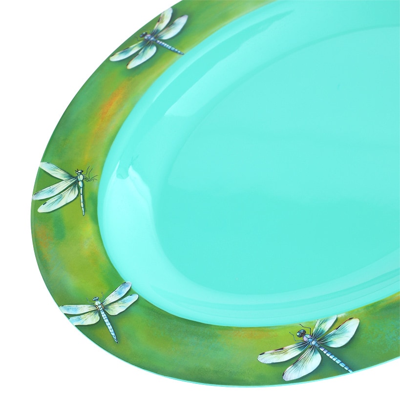 Charming Green Dragonfly Serving Platter in Melamine