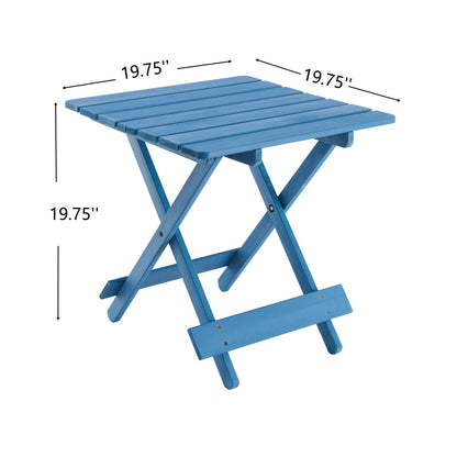 Folding Square Table Patio Outdoor solid wood Table for Backyard, Balcony, Portable Design Space-Saving Blue Color - image 3