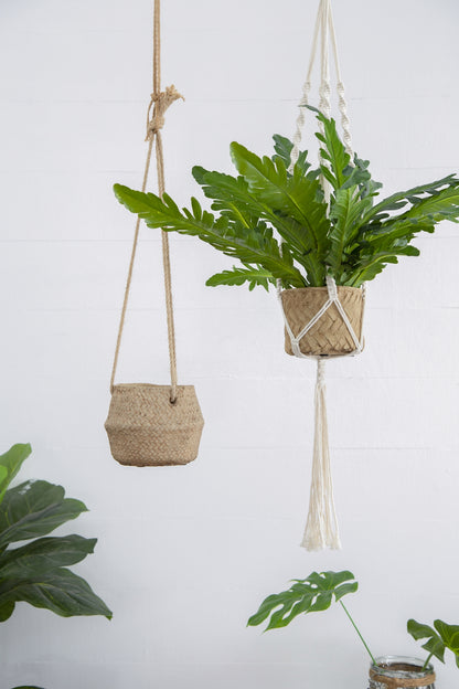 Set of 2, 5x5x4.5" Hanging Planter With Cotton Hanger, Bohemian Style - image 15