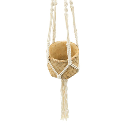 Set of 2, 5x5x4.5" Hanging Planter With Cotton Hanger, Bohemian Style - image 4
