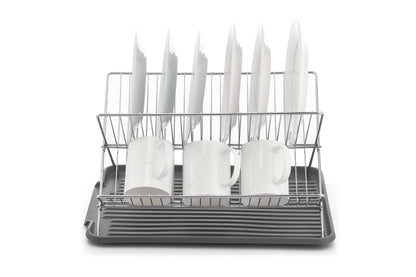 17 Inch X Shaped Stainless Steel 2-Tier Dish Rack for Kitchen Counter