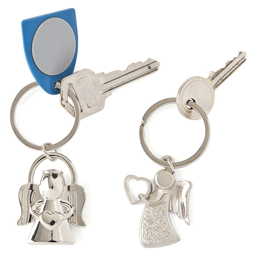 Guardian Angel Keychain Stainless Steel 2-pc