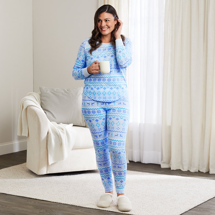 Women's Fair Isle Knit Pajama Set#select-color_blue